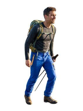 Outdoor Afro X REI Co Op Trail Pant Halcyon Blue Logo Zip Pockets Size 34x30